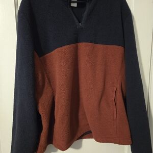 1/4 Zip SuperSoft Artic Fleece Pullover Mens XL Navy/Copper Comfy Warm
